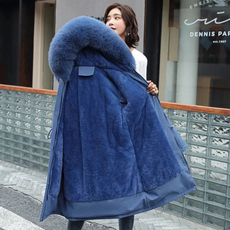 Women's Winter Parka – Fur Hood, Wool Lined, Warm Padded Coat