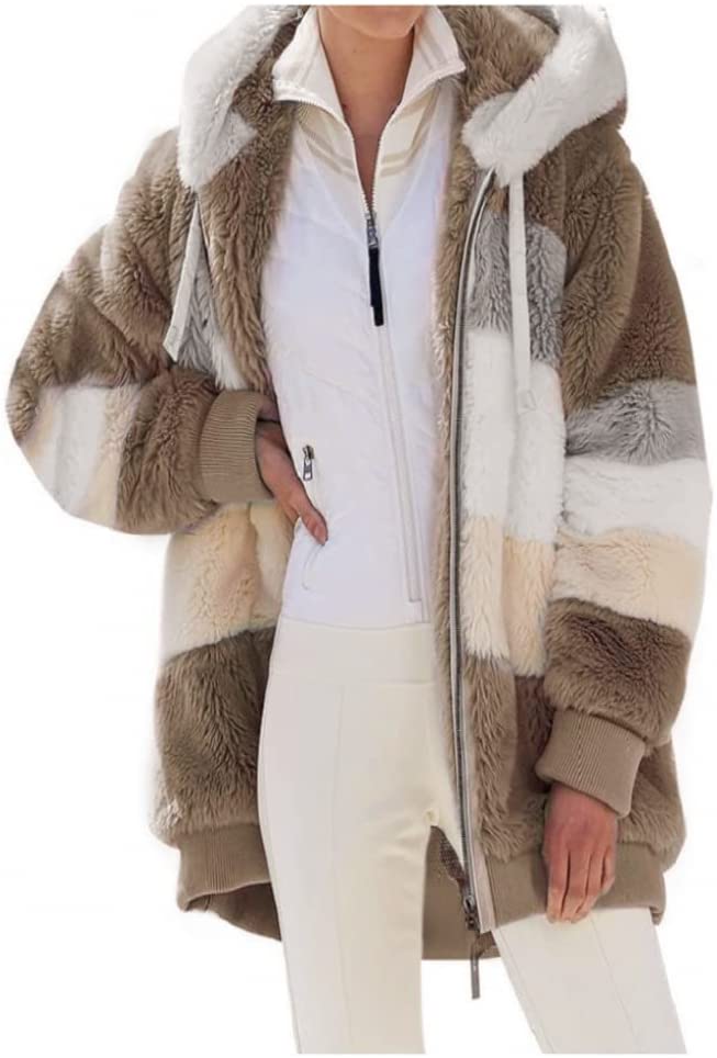Fast Shipping Women's Warm and Plush Hooded Jacket for Winter