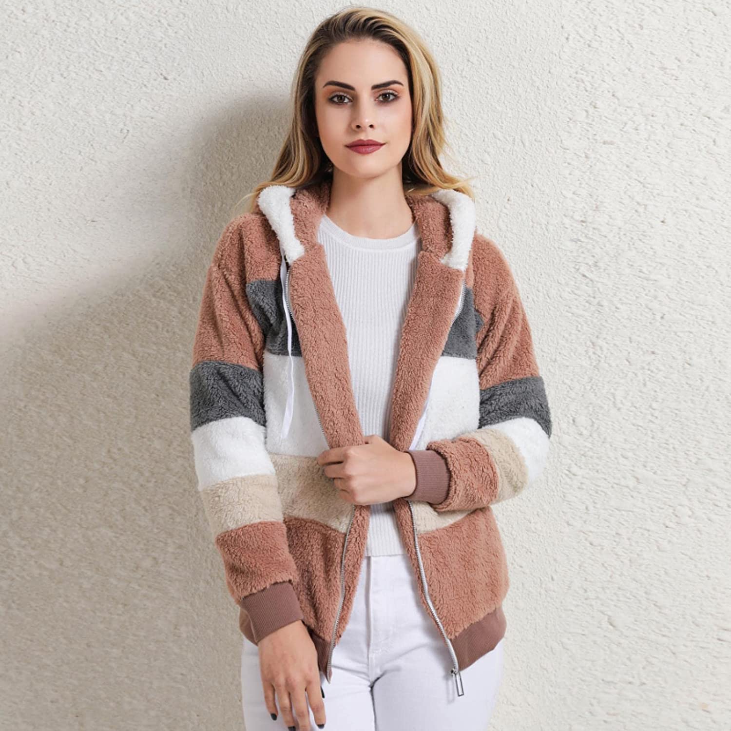 Fast Shipping Women's Warm and Plush Hooded Jacket for Winter