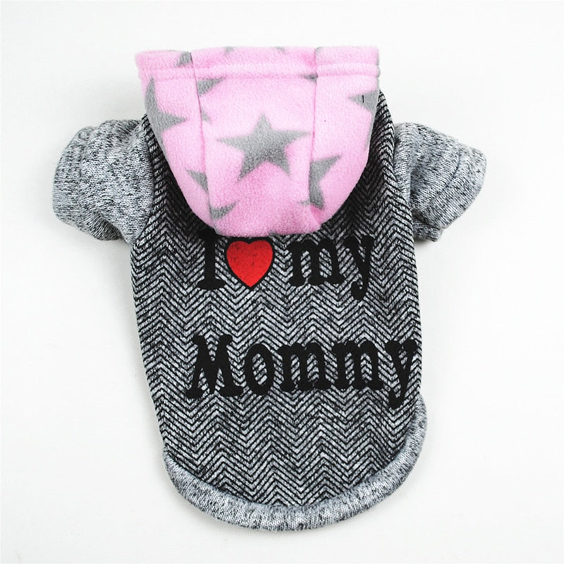 I LOVE Dad/ Mom Thick Winter Dog Clothes
