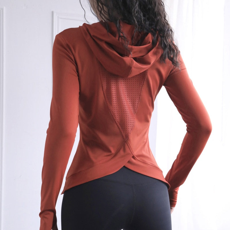 Women Mesh Back Sports Hoodie