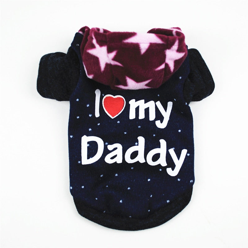 I LOVE Dad/ Mom Thick Winter Dog Clothes