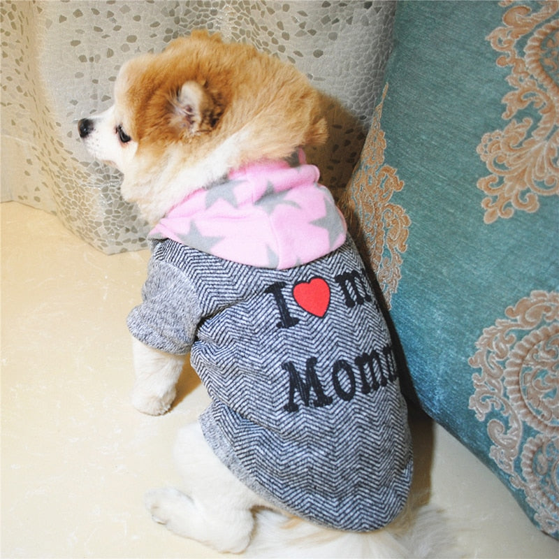 I LOVE Dad/ Mom Thick Winter Dog Clothes