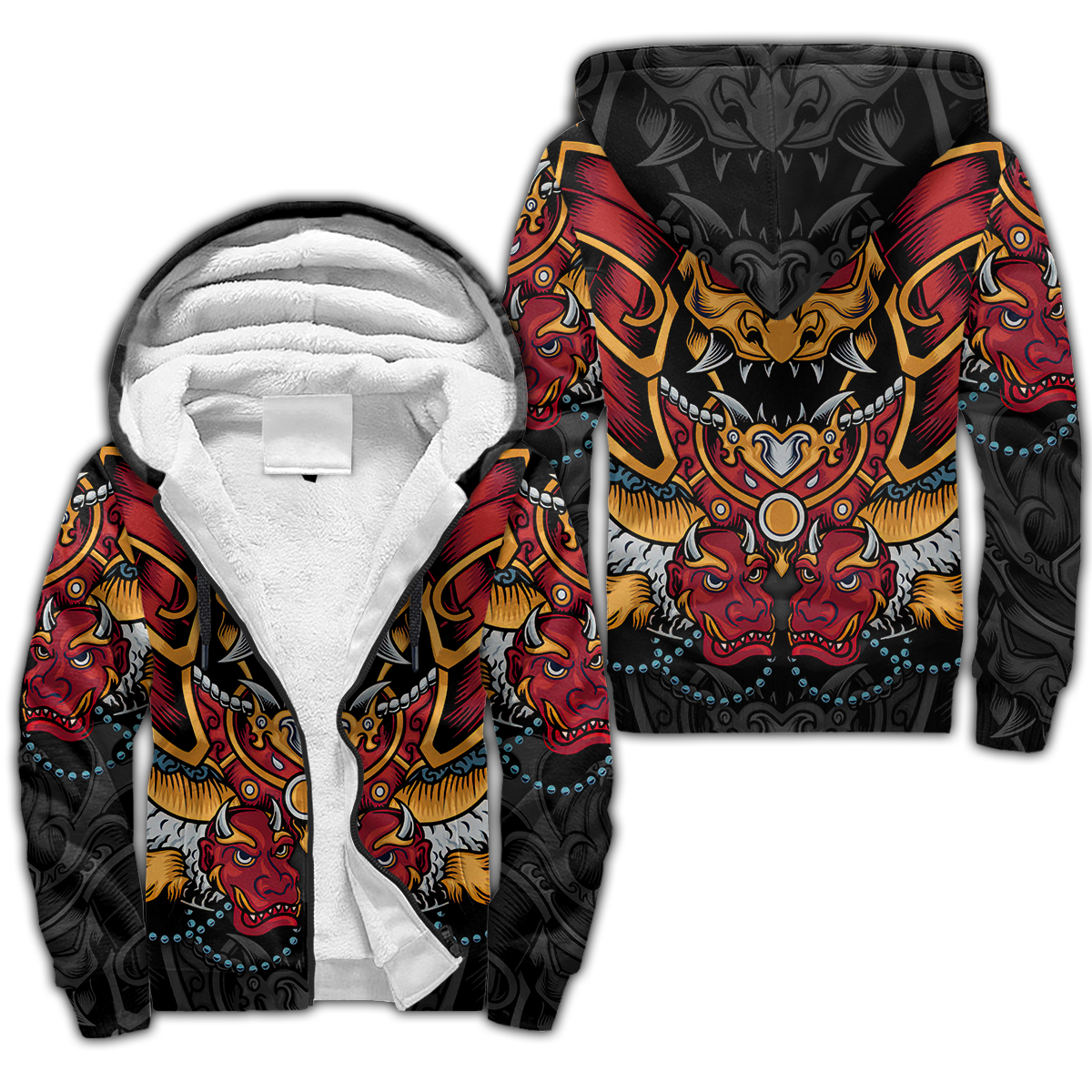 Tattoo Pattern 3D-Printed Winter Zipped Hoodie