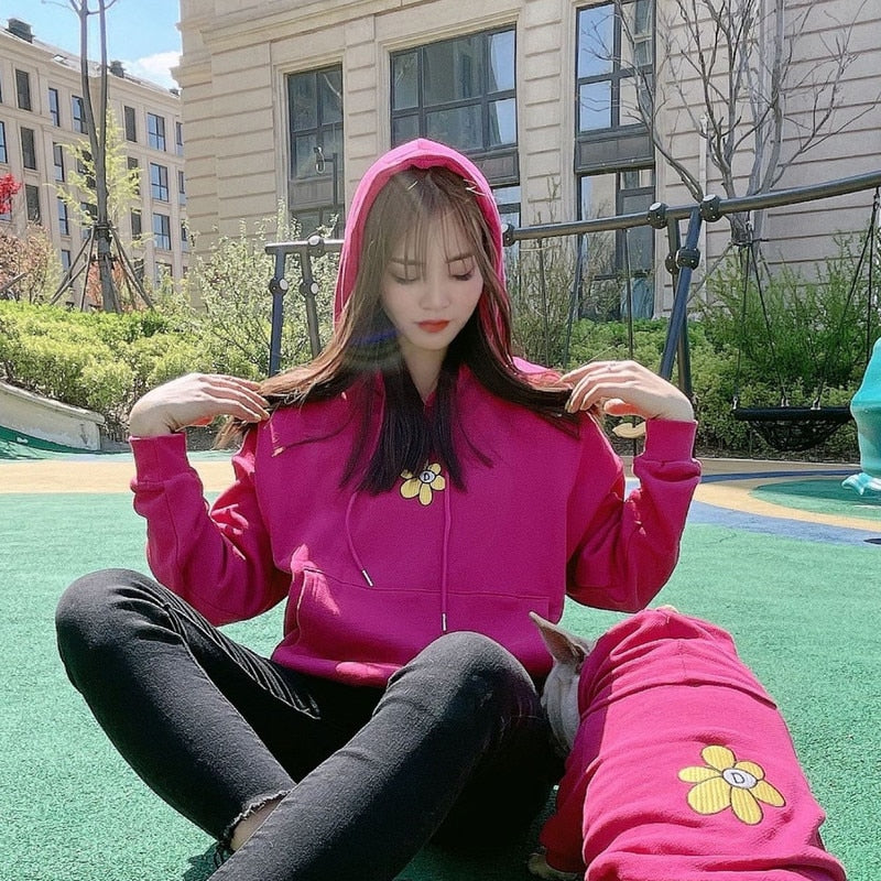 Pet and Dog Owner Matching Clothes with Cute Flower
