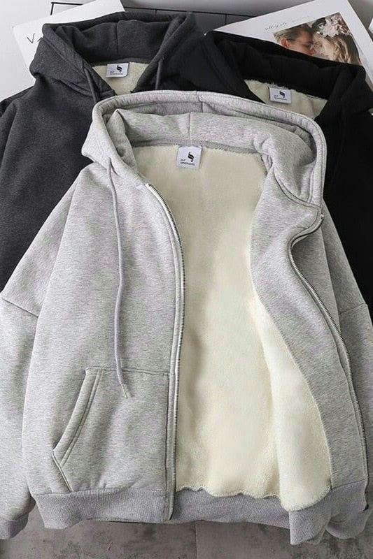 Hooded Hiphop Sweatshirt with Zipper