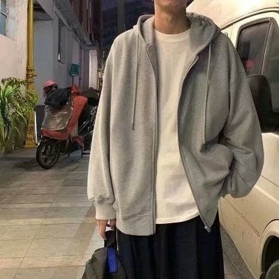 Hooded Hiphop Sweatshirt with Zipper