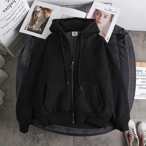 Hooded Hiphop Sweatshirt with Zipper