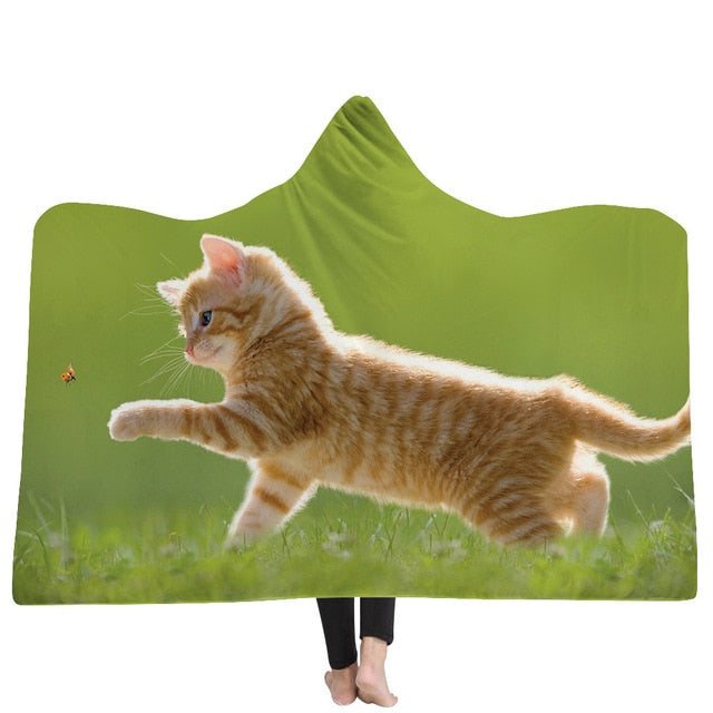 Cat and Dog Hooded Blanket