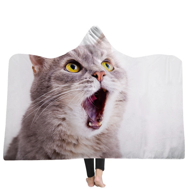 Cat and Dog Hooded Blanket