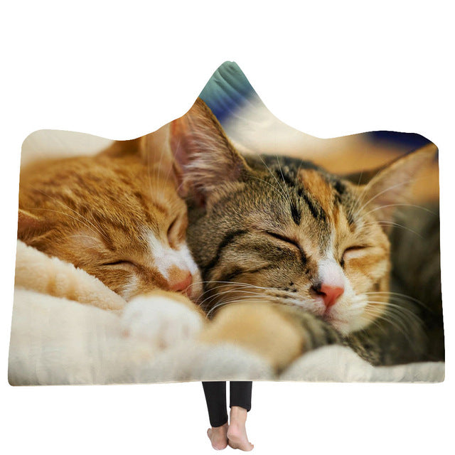 Cat and Dog Hooded Blanket