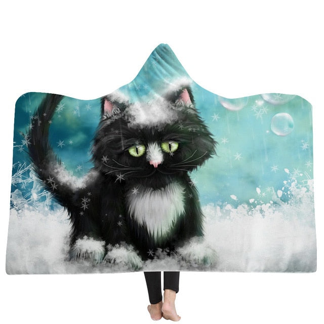 Cat and Dog Hooded Blanket