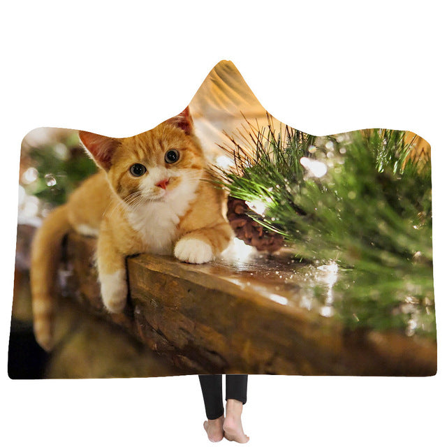 Cat and Dog Hooded Blanket