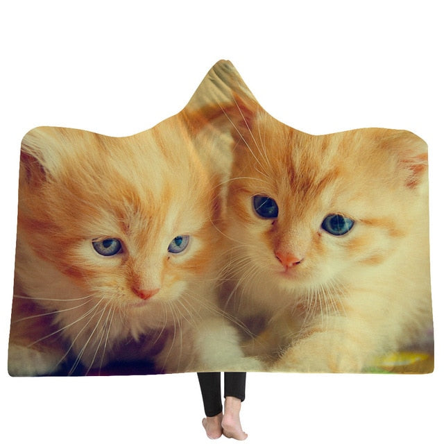 Cat and Dog Hooded Blanket