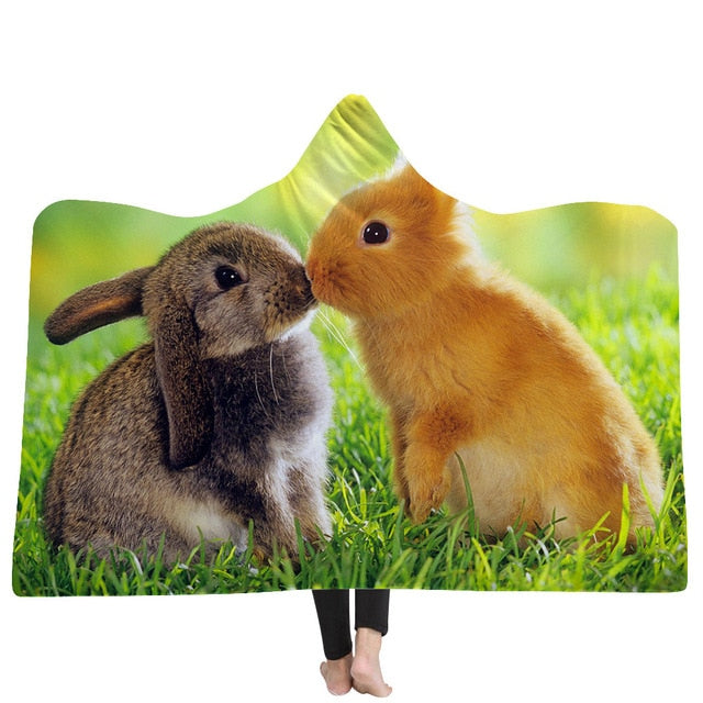 Cat and Dog Hooded Blanket