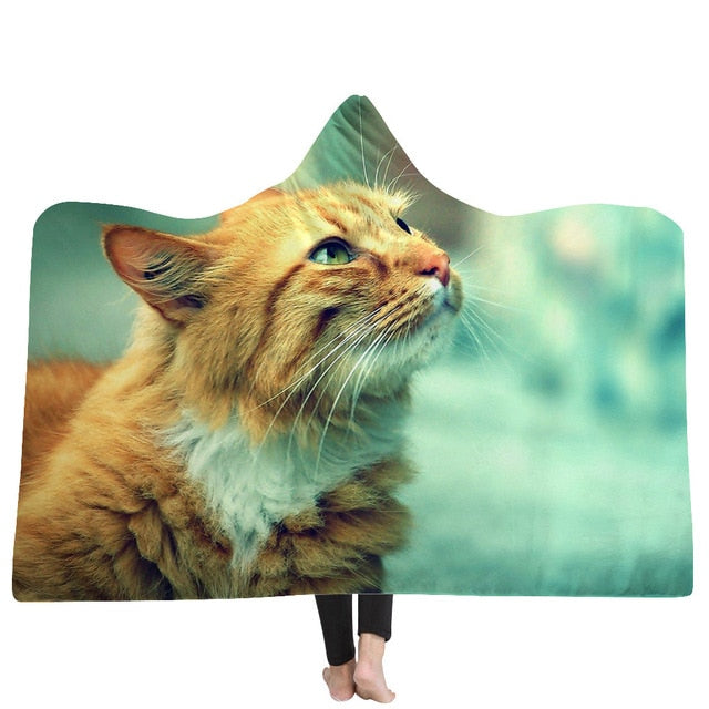 Cat and Dog Hooded Blanket