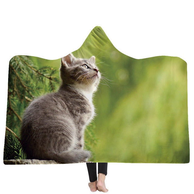 Cat and Dog Hooded Blanket