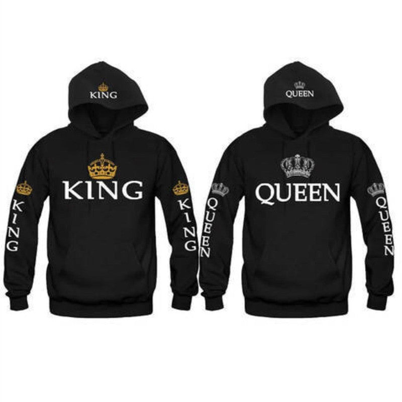 King Queen Crown Couple Hoodies - The Hoodie Store