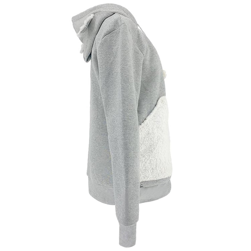 Cat Pouch Pullover Sweatshirt with Cat's Ear Shaped Hood