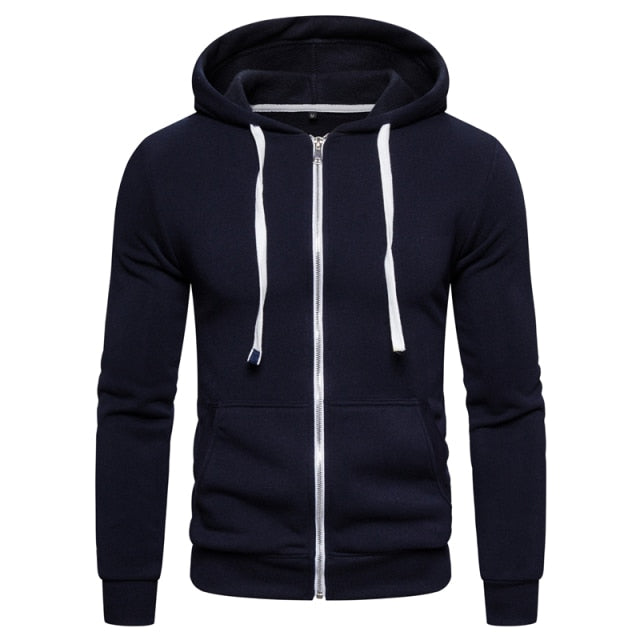 New Autumn/Winter Men's Cotton Hooded Zippered Sweatshirts