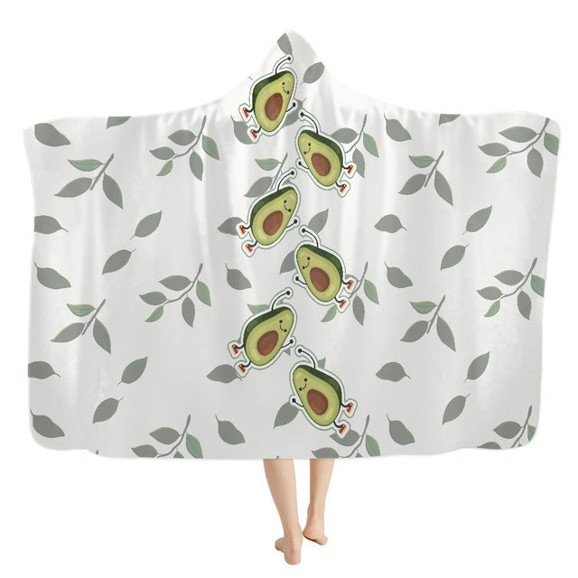 3D Printed Fluffy Hooded Cartoon Avocado Wearable Blanket