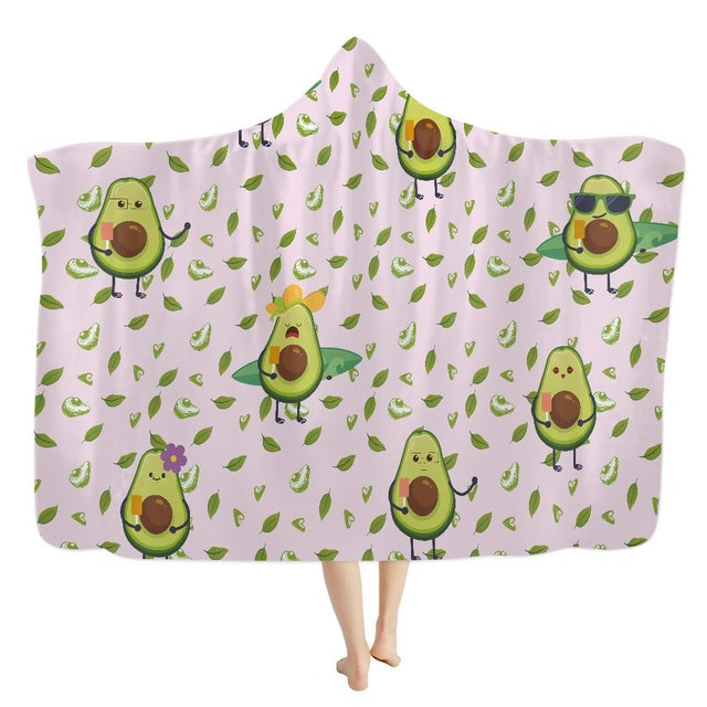 3D Printed Fluffy Hooded Cartoon Avocado Wearable Blanket