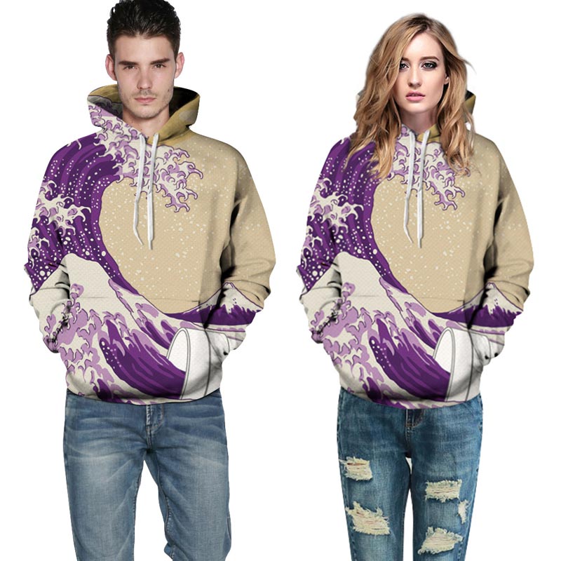 Japan Purple Wave Art Hoodie - The Hoodie Store