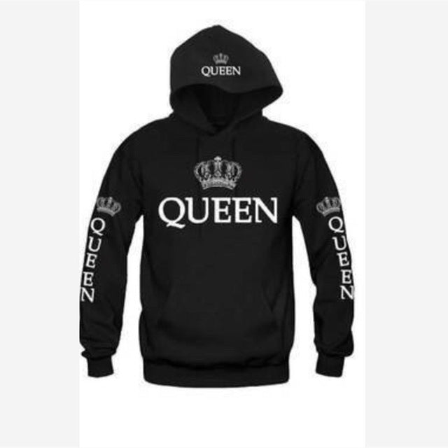 King Queen Crown Couple Hoodies - The Hoodie Store