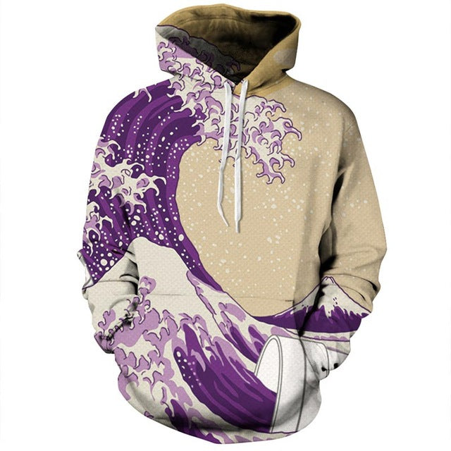 Japan Purple Wave Art Hoodie - The Hoodie Store