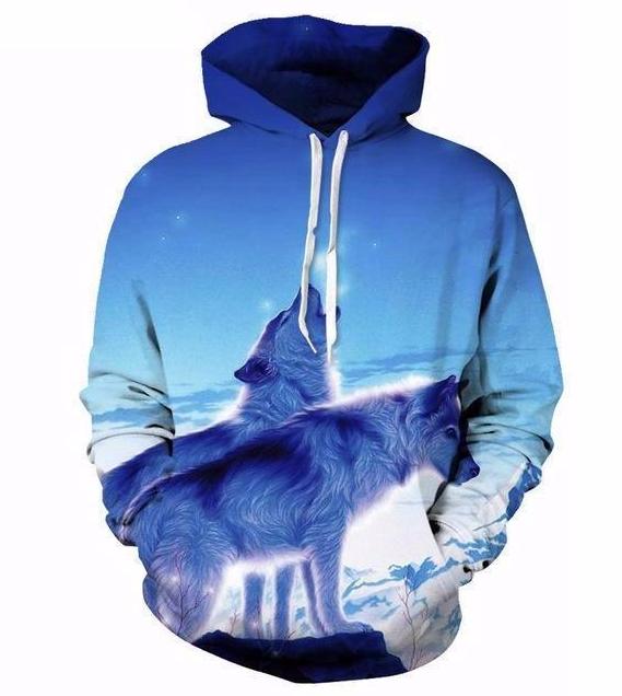 Ice Howling Wolf Hoodie - The Hoodie Store