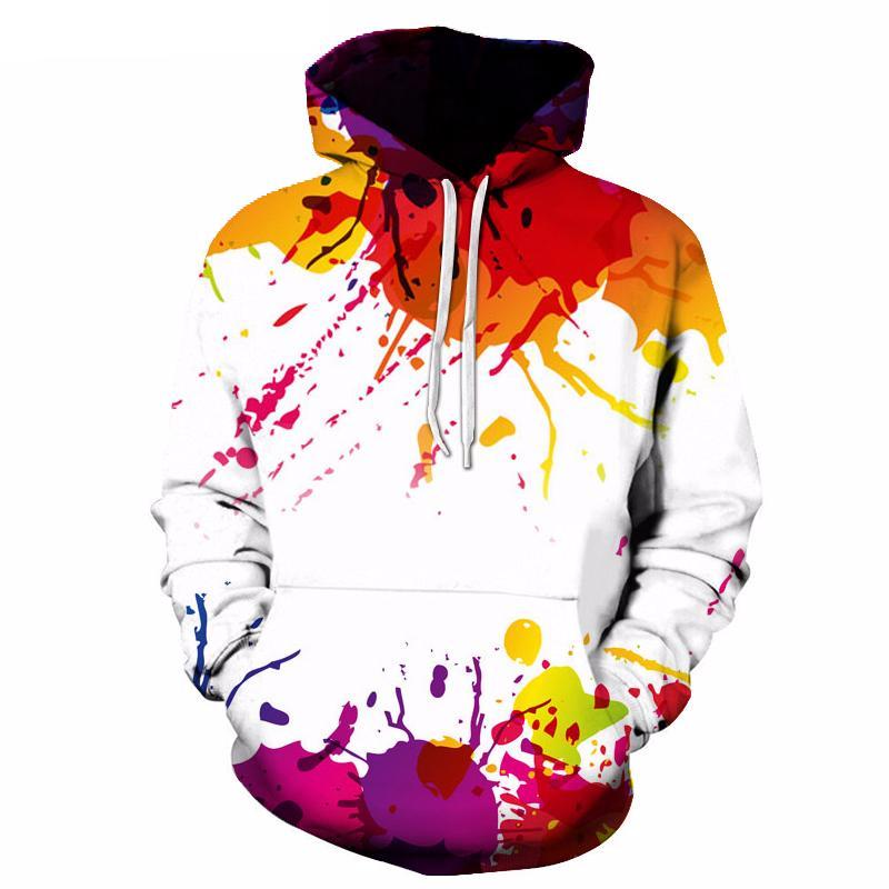 Hoodie with paint outlet splatter