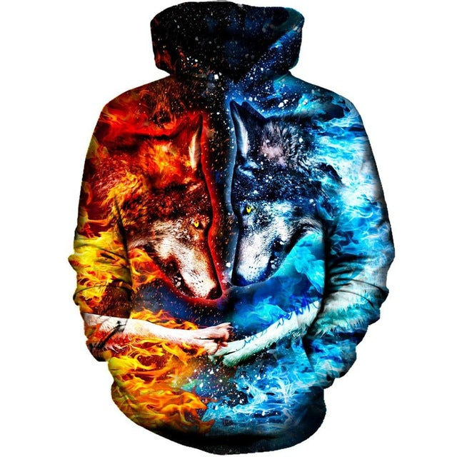 Fire And Ice Wolves Hoodie - The Hoodie Store