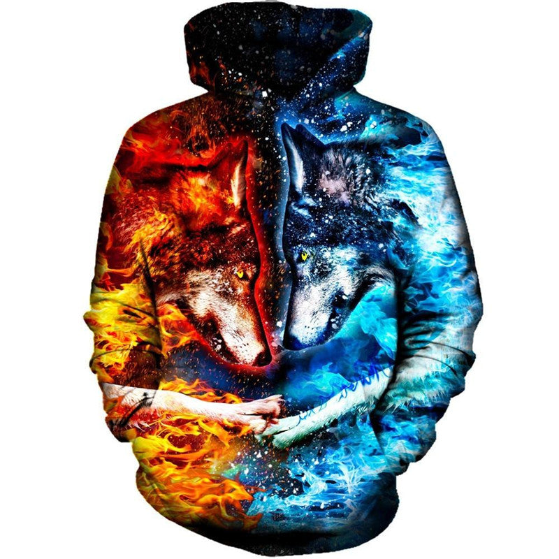 Fire And Ice Wolves Hoodie - The Hoodie Store