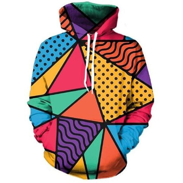 Multi-Colour Geometric Pattern Hoodie - The Hoodie Store