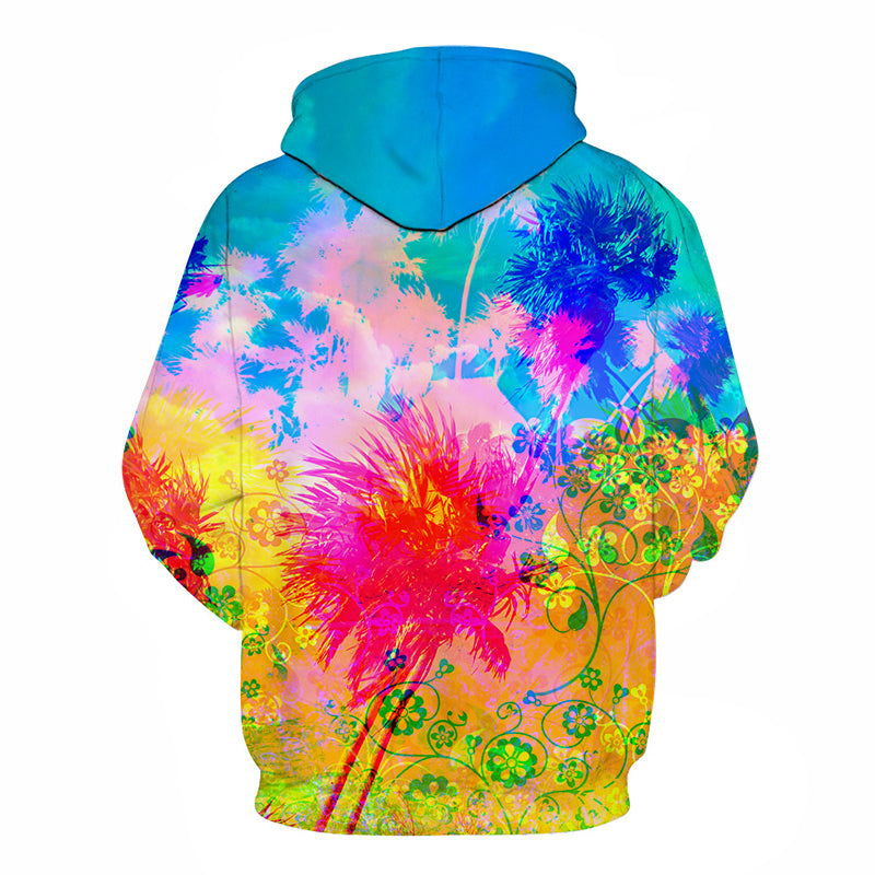 Colourful Splash Paint Floral Hoodie - The Hoodie Store