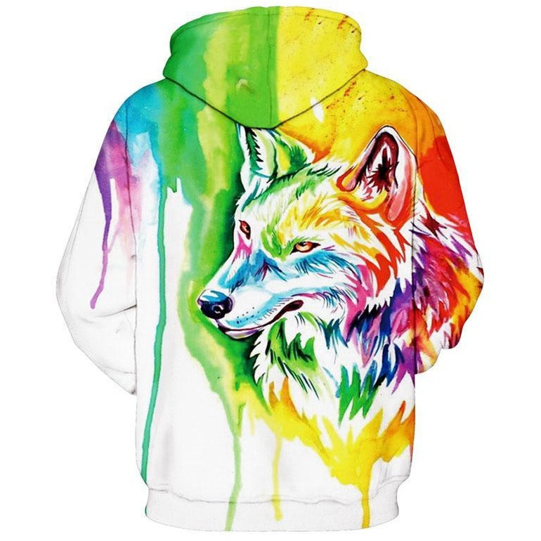 Unisex Rainbow Colour Wolf - The Hoodie Store