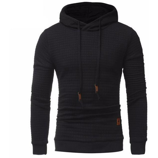 Men's Plaid Drawstring Casual Hoodie - The Hoodie Store