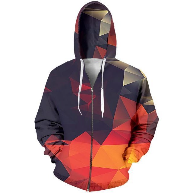 Unisex 3D Geometric Shapes Zip-Up Hoodie - The Hoodie Store