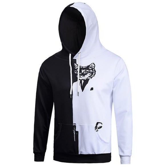 Unisex Black White Cat Hoodie - The Hoodie Store