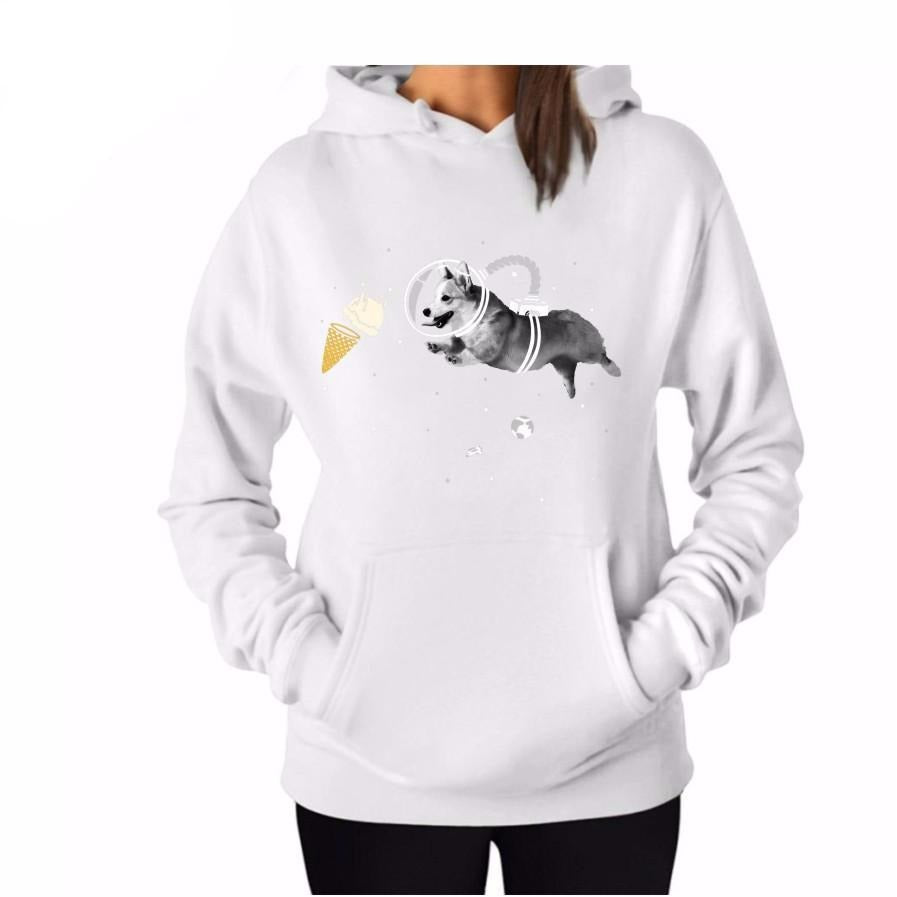 Women's Cotton Solid Colour Dog Icecream Hoodie - The Hoodie Store