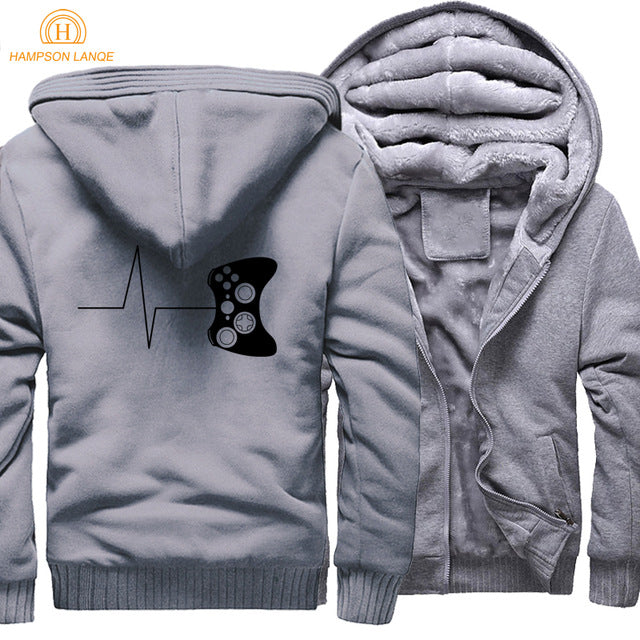 Black Solid Video Game Zipper Fleece - The Hoodie Store