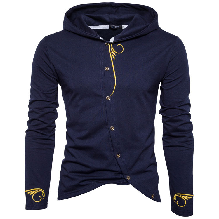 Men's Embroidered Lux Button-Up Hoodie - The Hoodie Store