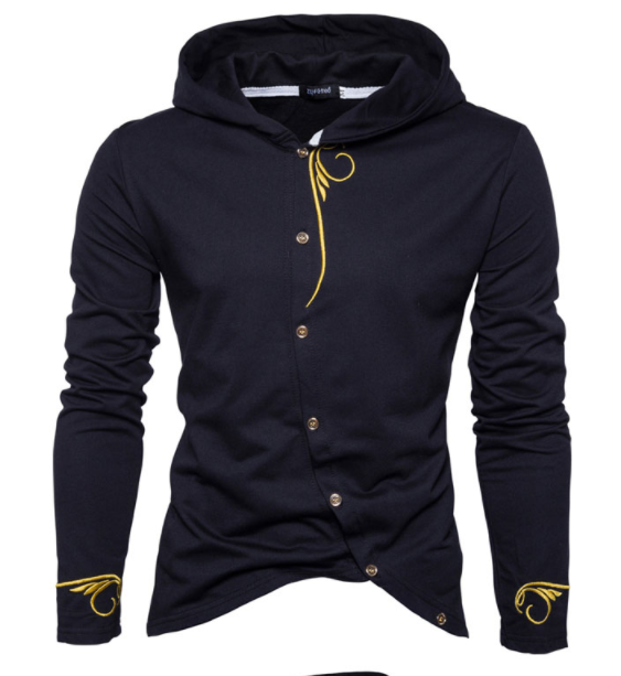 Men's Embroidered Lux Button-Up Hoodie - The Hoodie Store