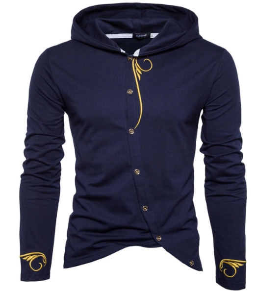 Men's Embroidered Lux Button-Up Hoodie - The Hoodie Store