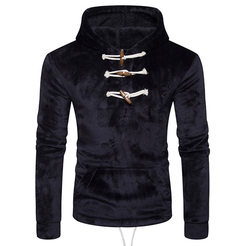 Men's Coral Velvet Button Collar Hoodie - The Hoodie Store
