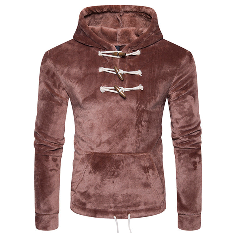 Men's Coral Velvet Button Collar Hoodie - The Hoodie Store