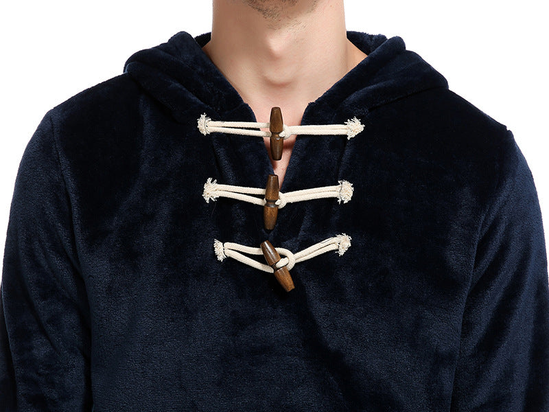 Men's Coral Velvet Button Collar Hoodie - The Hoodie Store