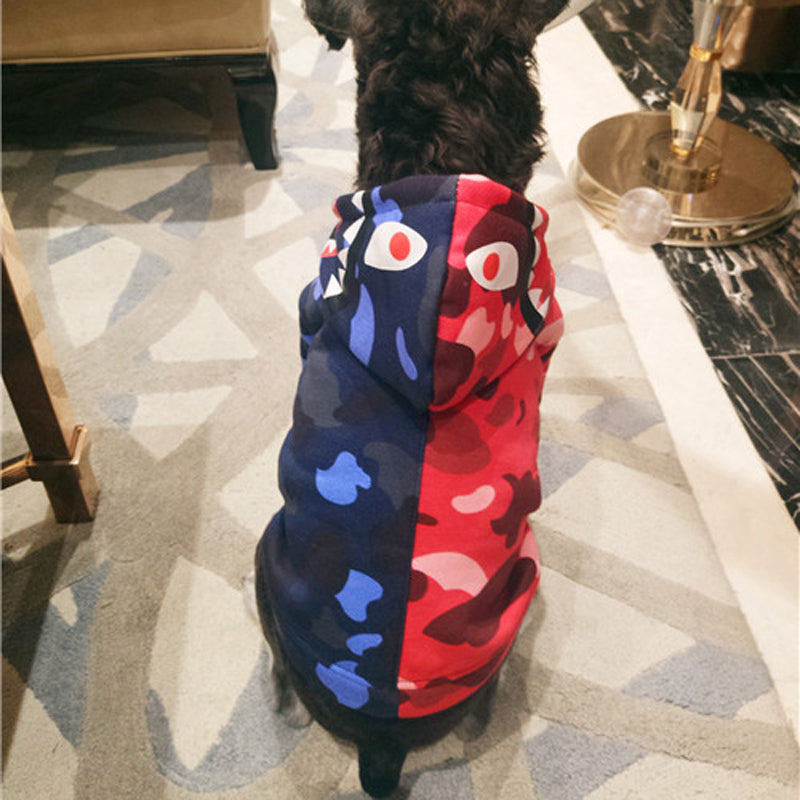 Red & Blue Camouflage Hoodies For Dogs - The Hoodie Store
