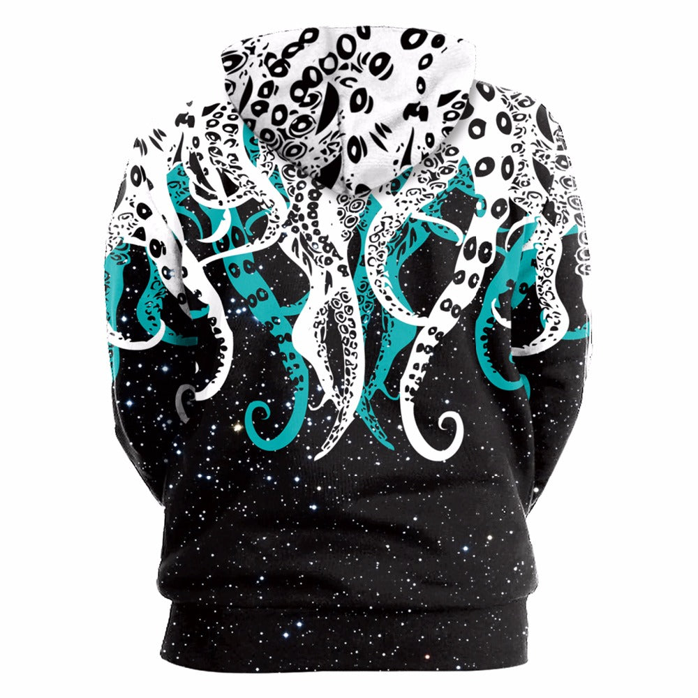 White Blue Tentacles Hoodie - The Hoodie Store