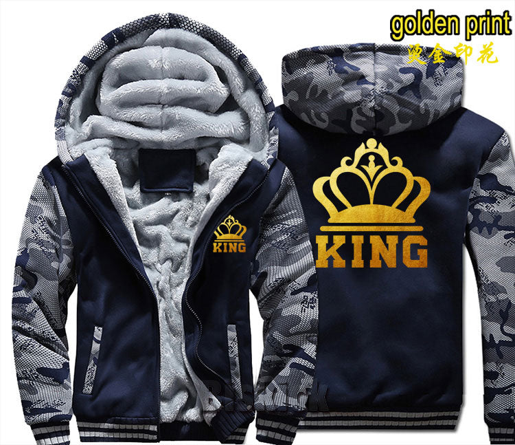 Grey Camouflage King Zipper Hoodie - The Hoodie Store